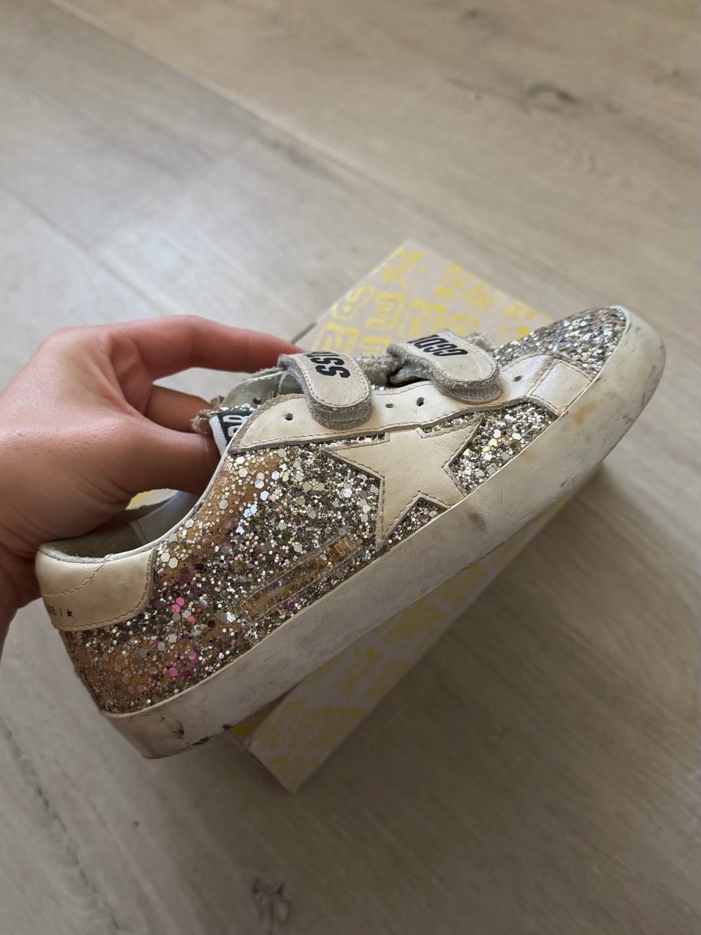 Golden Goose Kids Glitter Star Sneakers - Gold Glitter with White Star
